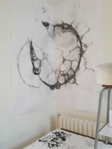 Tekening getiteld "Fossile" door Albanne Cannet, Origineel Kunstwerk, Installatie Kunst