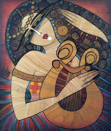 La lyre - monotype Printmaking titled "La lyre - monotype" by Albena Vatcheva (ALBENA), Original Art, Monotype