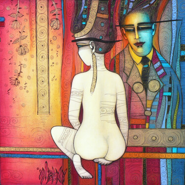 La chambre 21x30 cm Gravures & estampes intitulée "La chambre 21x30 cm" par Albena Vatcheva (ALBENA), Œuvre d'art originale, Monotype