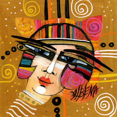 Painting titled "LOLA" by Albena Vatcheva, Original Artwork, Collages Mounted on Wood Panel
