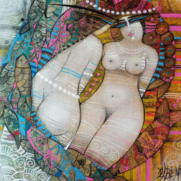 Картина под названием "Deux sirènes" - Albena Vatcheva, Подлинное произведение искусства, Масло Установлен на Деревянная рам…