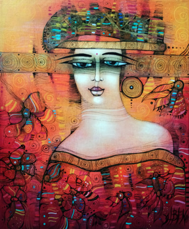 Peinture intitulée "ELLE" par Albena Vatcheva, Œuvre d'art originale, Huile Monté sur Châssis en bois