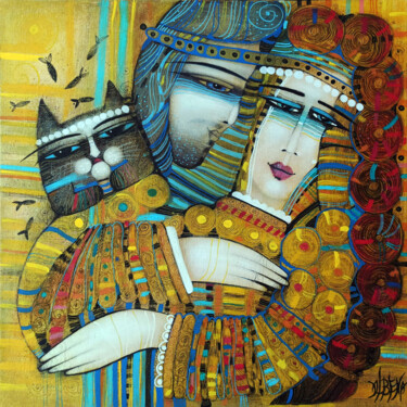 Painting titled "Trois" by Albena Vatcheva, Original Artwork, Oil Mounted on Wood Stretcher frame