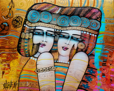 Картина под названием "DEUX SOEURS" - Albena Vatcheva, Подлинное произведение искусства, Масло Установлен на Деревянная рама…