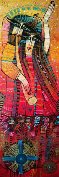 Картина под названием "La fiesta" - Albena Vatcheva, Подлинное произведение искусства, Масло Установлен на Деревянная рама д…