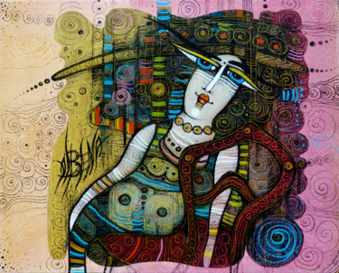 Картина под названием "La chaise" - Albena Vatcheva, Подлинное произведение искусства, Масло Установлен на Деревянная рама д…