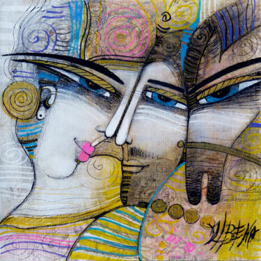 Painting titled "In your eyes" by Albena Vatcheva, Original Artwork, Oil Mounted on Cardboard
