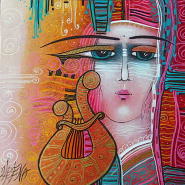 Painting titled "Harmonie" by Albena Vatcheva, Original Artwork, Oil Mounted on Wood Stretcher frame