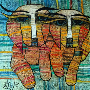 Peinture intitulée "Two 34,5cm" par Albena Vatcheva, Œuvre d'art originale, Huile Monté sur Châssis en bois