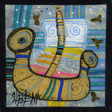 Pintura titulada "Petit bateau" por Albena Vatcheva, Obra de arte original, Oleo Montado en Bastidor de camilla de madera