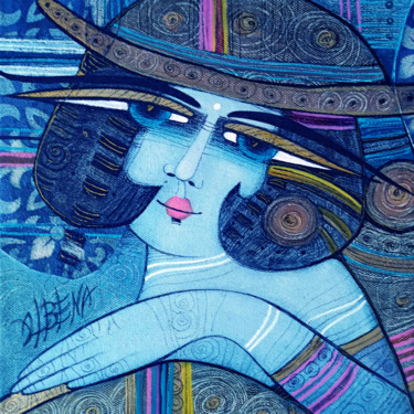 Printmaking titled "Lady with a hat 15x…" by Albena Vatcheva, Original Artwork, Monotype