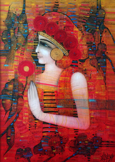 Painting titled "Les souvenirs sont…" by Albena Vatcheva, Original Artwork, Oil Mounted on Cardboard