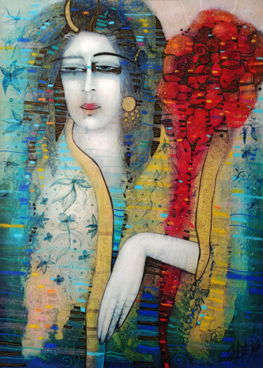 Painting titled "La fugacité de l'in…" by Albena Vatcheva, Original Artwork, Oil