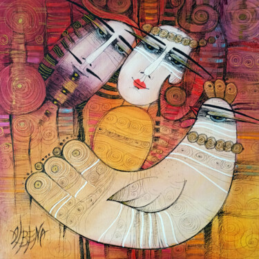 Painting titled "Peace" by Albena Vatcheva, Original Artwork, Oil Mounted on Wood Stretcher frame