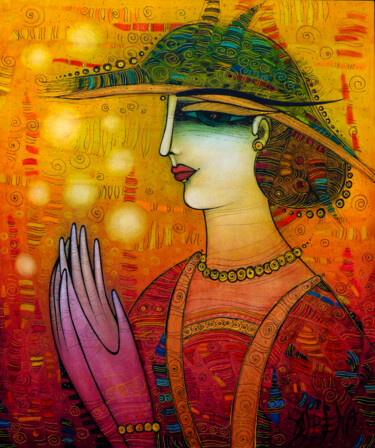 Painting titled "Petits miracles nou…" by Albena Vatcheva, Original Artwork, Oil Mounted on Wood Panel