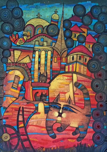Les villages de mon enfance 42*30 cm Printmaking titled "Les villages de mon…" by Albena Vatcheva, Original Artwork, Monotype