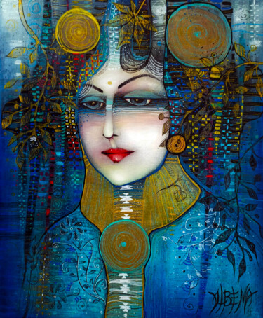 Painting titled "PICASSO LOVED ME 1" by Albena Vatcheva, Original Artwork, Oil Mounted on Wood Stretcher frame