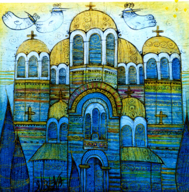 Druckgrafik mit dem Titel "Mémoires de Sofia" von Albena Vatcheva, Original-Kunstwerk, Monotypie