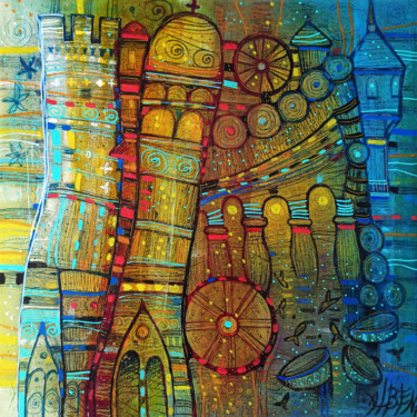 Painting titled "Dreams and memories" by Albena Vatcheva, Original Artwork, Oil Mounted on Wood Stretcher frame