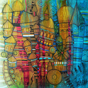 Картина под названием "Dreams and memories…" - Albena Vatcheva, Подлинное произведение искусства, Масло Установлен на Деревя…