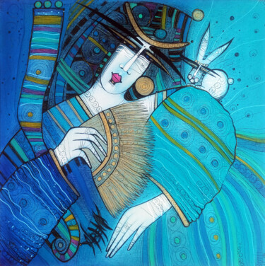 Картина под названием "Le lapin blanc" - Albena Vatcheva, Подлинное произведение искусства, Масло Установлен на Деревянная р…
