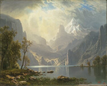 Schilderij getiteld "Dans les Sierras" door Albert Bierstadt, Origineel Kunstwerk, Olie
