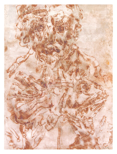 Pintura intitulada "Ludovico Ariosto" por Albert Cruells, Obras de arte originais, Pigmentos Montado em Painel de madeira