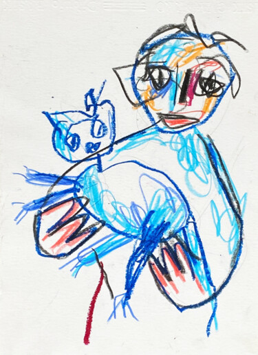 Gravures & estampes intitulée "Gata azul.  - Blue…" par Albert Cruells, Œuvre d'art originale, Impression numérique