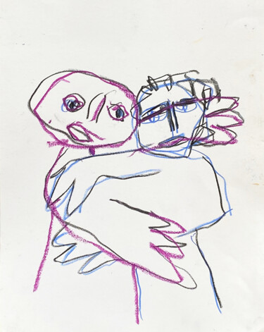 Estampas & grabados titulada "Abrazo 2.  -  Hug 2." por Albert Cruells, Obra de arte original, Impresión digital