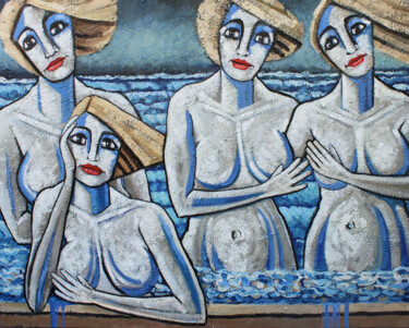 Peinture intitulée "Sirenas de Cadaqués…" par Albert Cruells, Œuvre d'art originale, Huile