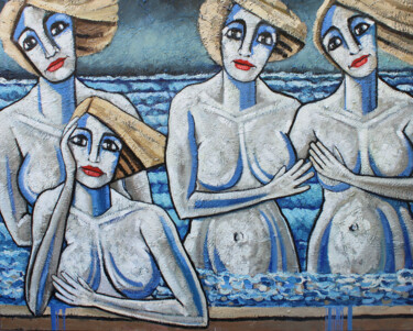 Pintura intitulada "Sirenas de Cadaqués…" por Albert Cruells, Obras de arte originais, Óleo