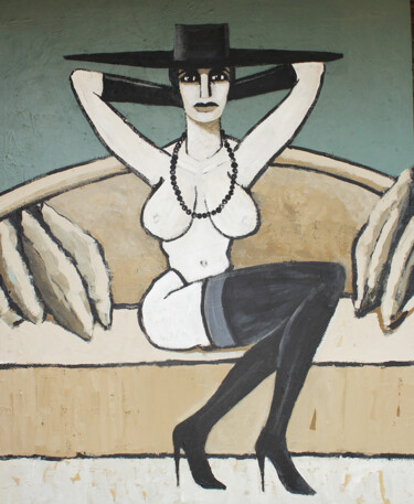 Painting titled "Una señorita de Mil…" by Albert Cruells, Original Artwork, Acrylic Mounted on Wood Stretcher frame