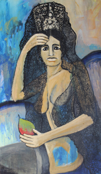 Картина под названием "Sevillana. - A Sevi…" - Albert Cruells, Подлинное произведение искусства, Акрил Установлен на Деревян…