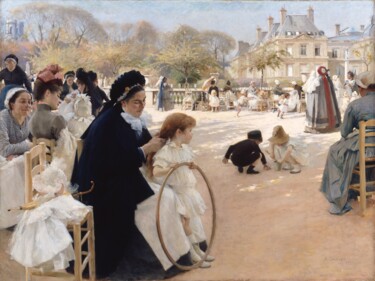 Painting titled "Le jardin du Luxemb…" by Albert Edelfelt, Original Artwork, Oil