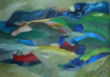 Pittura intitolato "Paysage vallée de D…" da Albert Enz, Opera d'arte originale