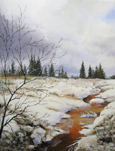Painting titled "rivière ferrugineus…" by Albert Faniel, Original Artwork, Acrylic
