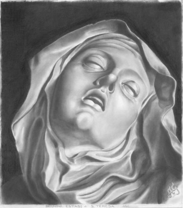 Dessin intitulée "Estasi di Santa Ter…" par Albert Gadomski, Œuvre d'art originale, Crayon