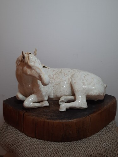 Skulptur mit dem Titel "Cavallo tolfetano" von Albert Gadomski, Original-Kunstwerk, Keramik