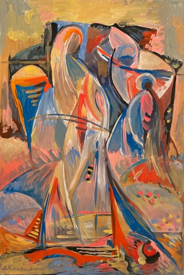 Painting titled "Saint Mary" by Albert Karoyan, Original Artwork, Gouache