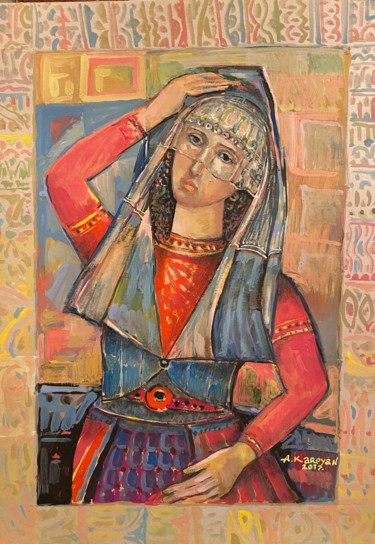 Painting titled "The Bride's Dance" by Albert Karoyan, Original Artwork, Gouache