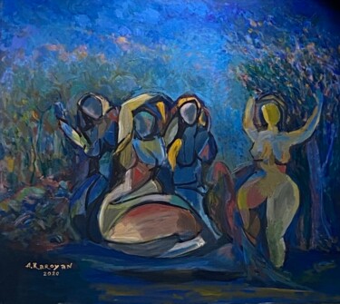 Painting titled "Dancers at Sunset" by Albert Karoyan, Original Artwork, Oil