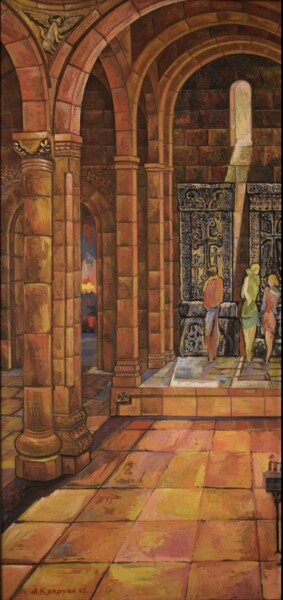 Painting titled "The Pray" by Albert Karoyan, Original Artwork, Gouache