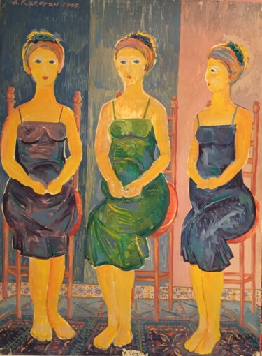 Painting titled "Triptych" by Albert Karoyan, Original Artwork, Gouache