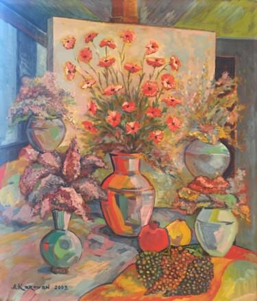 Painting titled "In the Studio" by Albert Karoyan, Original Artwork, Gouache