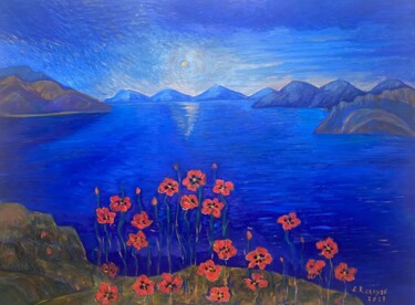 Malerei mit dem Titel "Lake  Sevan" von Albert Karoyan, Original-Kunstwerk, Öl