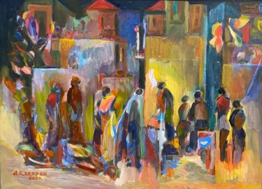 Painting titled "Night before Sunrise" by Albert Karoyan, Original Artwork, Oil