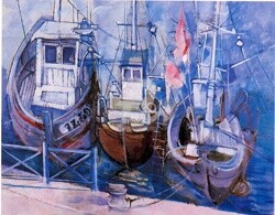 Painting titled "Ancellin-Bateaux" by Albert Lebourg, Original Artwork
