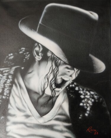 Schilderij getiteld "Michael Jackson por…" door Albert Riera, Origineel Kunstwerk, Airbrush