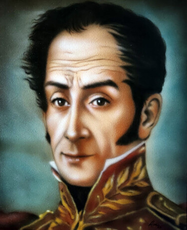 Painting titled "Retrato del Liberta…" by Albert Riera, Original Artwork, Airbrush