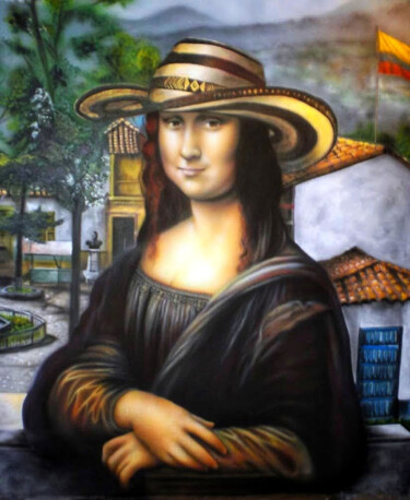 Картина под названием "Monalisa Paisa (gio…" - Albert Riera, Подлинное произведение искусства, Аэрограф